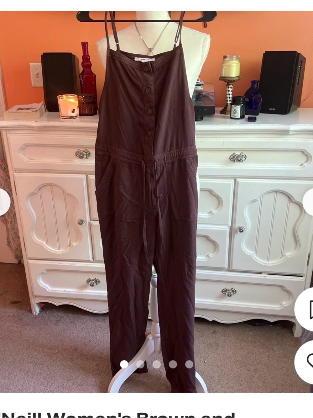 O'Neill Women's Sleeveless Button-Front Jumpsuit in Plum